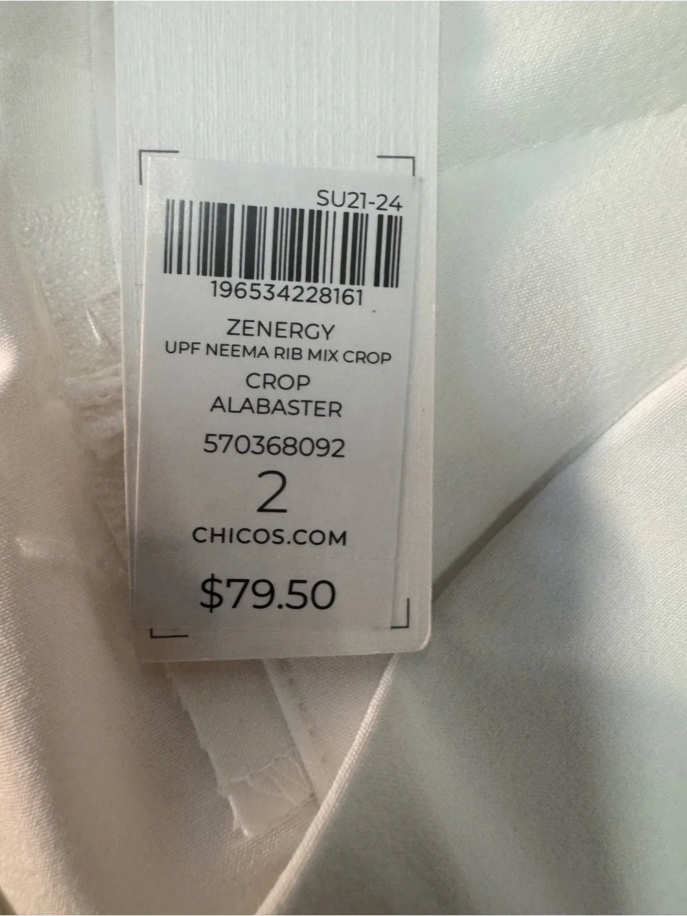 Chico's Women's White Stretch Chinos with Front Zip Pockets - Picture 9 of 10
